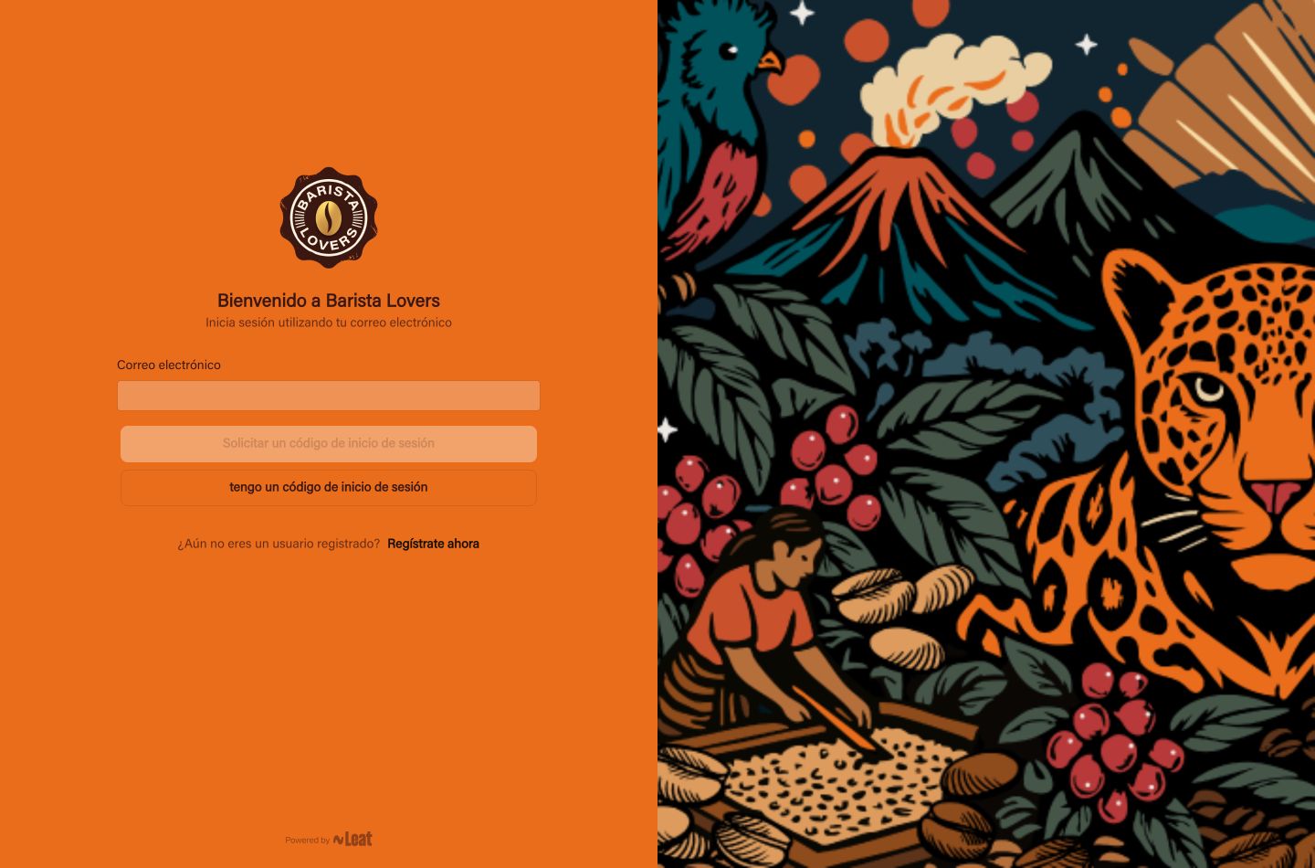 Portal digital de Café Barista como referencia visual para web apps y SaaS