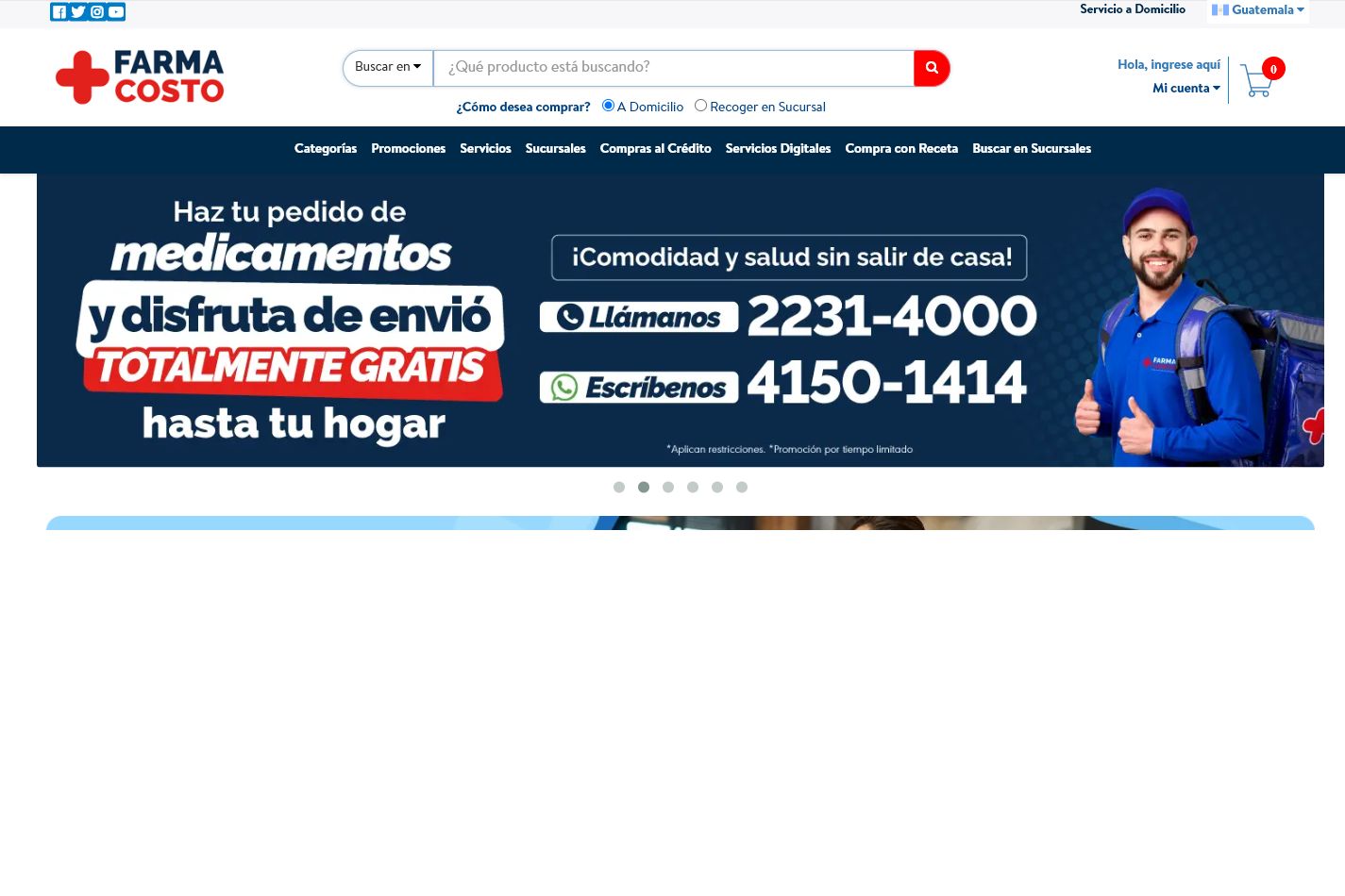 E-commerce de FarmaCosto como referencia visual para tiendas online
