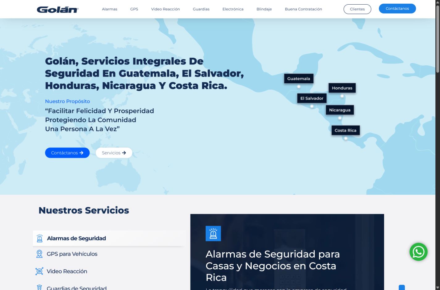 Website institucional de Grupo Golan como referencia visual de velocidad y estructura clara